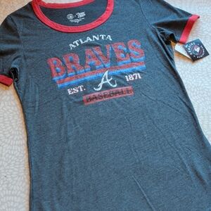 MLB Atlanta Braves Gray and Red Short Sleeve Tee Size XS - New